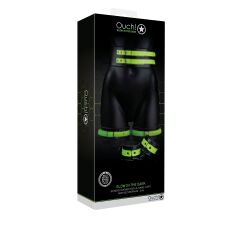 (BO) Thigh Cuffs & Belt - GitD - Neon Green/Black - S/M